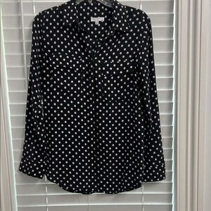 EQUIPMENT Signature Slim Fit Polka Dot Silk Shirt Size S
